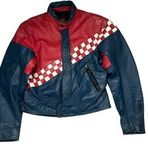 Leather Motorcycle Jacket Mens Vintage Moto Cafe Racer Biker Rider Retro L